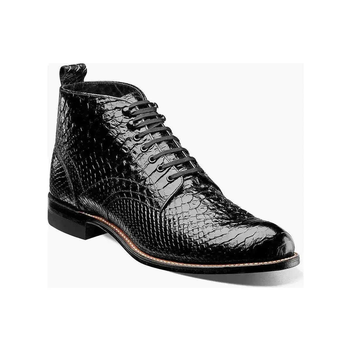 Stacy Adams Madison: Anaconda-Boots für den Mann – Schwarzer Stil, High-Top, Schnürung, ein Statement.